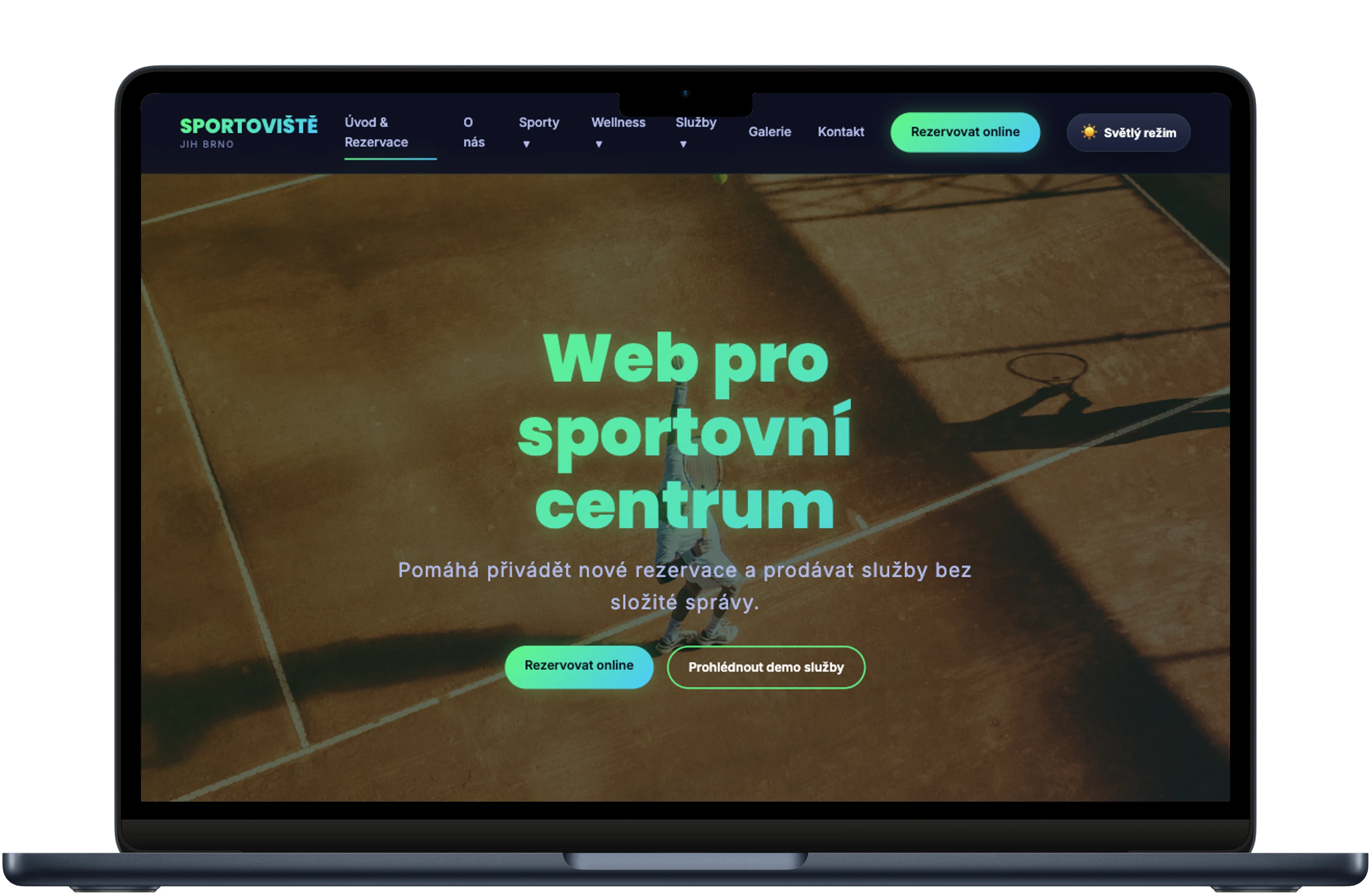 Neon Sport šablona – náhled na notebooku, tabletu a mobilu